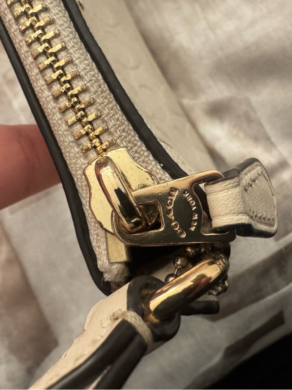 Coach Cream Signature Mini Wristlet with Gold Hardware - Picture 6 of 9